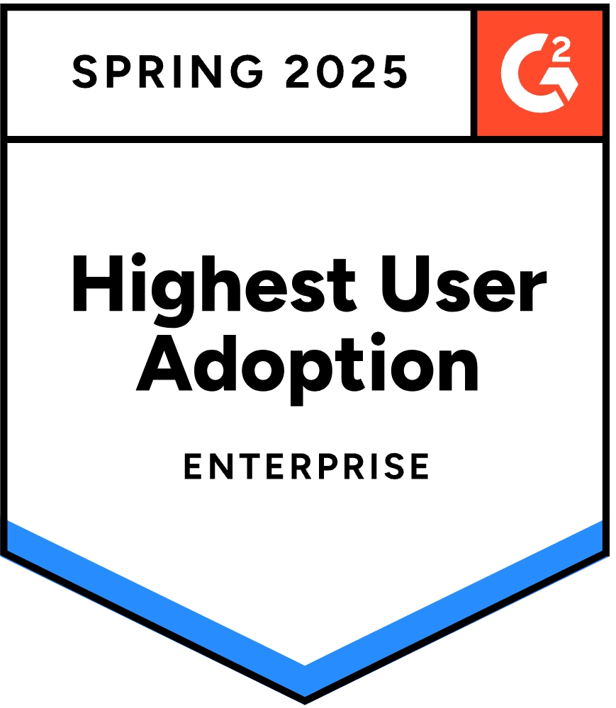 G2 Highest User Adoption Enterprise Spring 2025