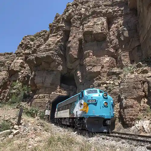 Verde Canyon Railroad Tunnel Engine Exiting